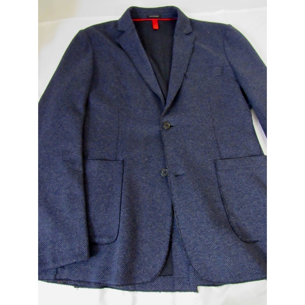 7 Diamonds Mannix Blue Cotton Blend Birdseye Patch Pocket Soft Shoulder Blazer L - Picture 9 of 15